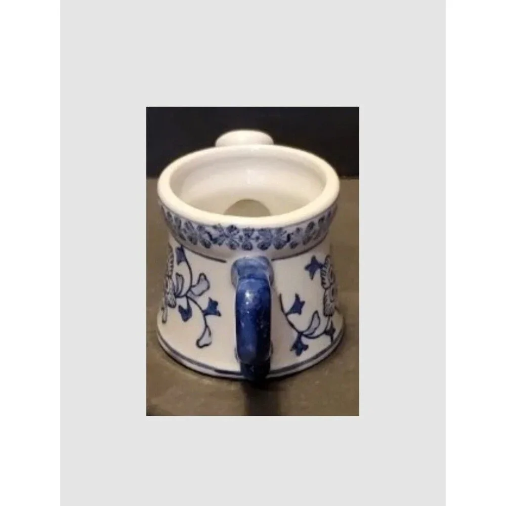 Hermitage Pottery Sprinkling Cans Pots W/ Spout, Handle Floral Blue 2.5” 3pk Vtg